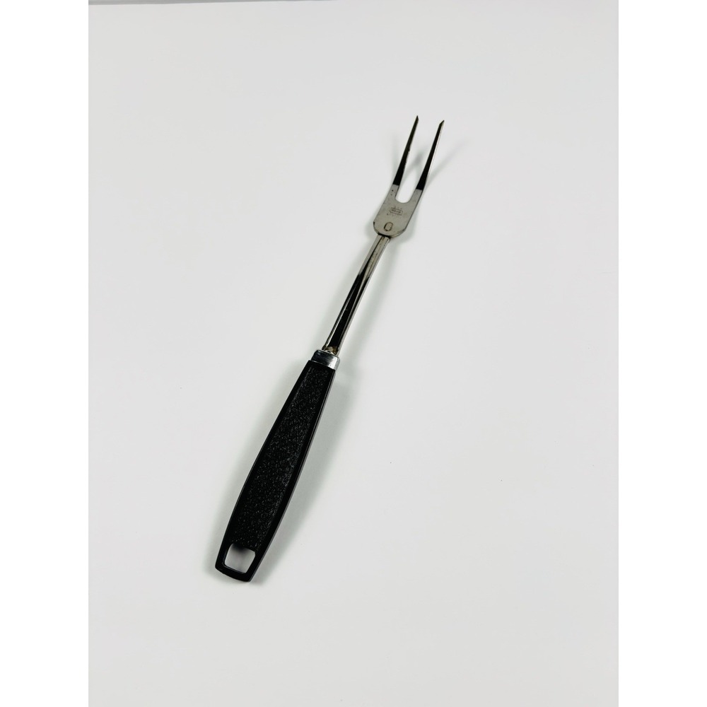 Vintage EKCO USA Chromium Plated Meat Fork Black Handle 11.5"‎ Serving Kitchen